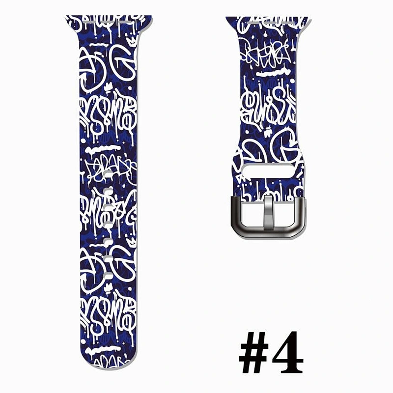 Custom Pattern Printed Silicone Watch Band Color Print Strap Wristband Replacement Band for Apple Watch